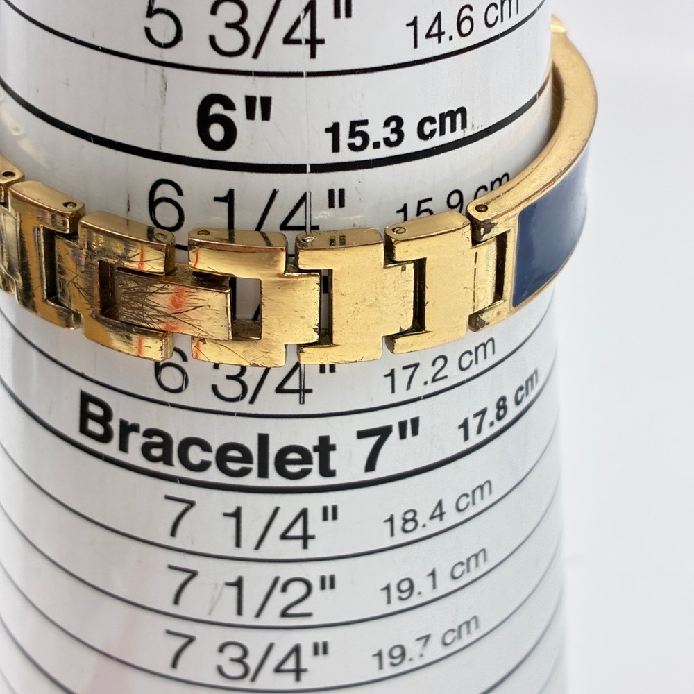 Geneva Quartz Watch Blue Enamel Gold Tone Bracelet GENWM1272L Japan Movt - Picture 4 of 9